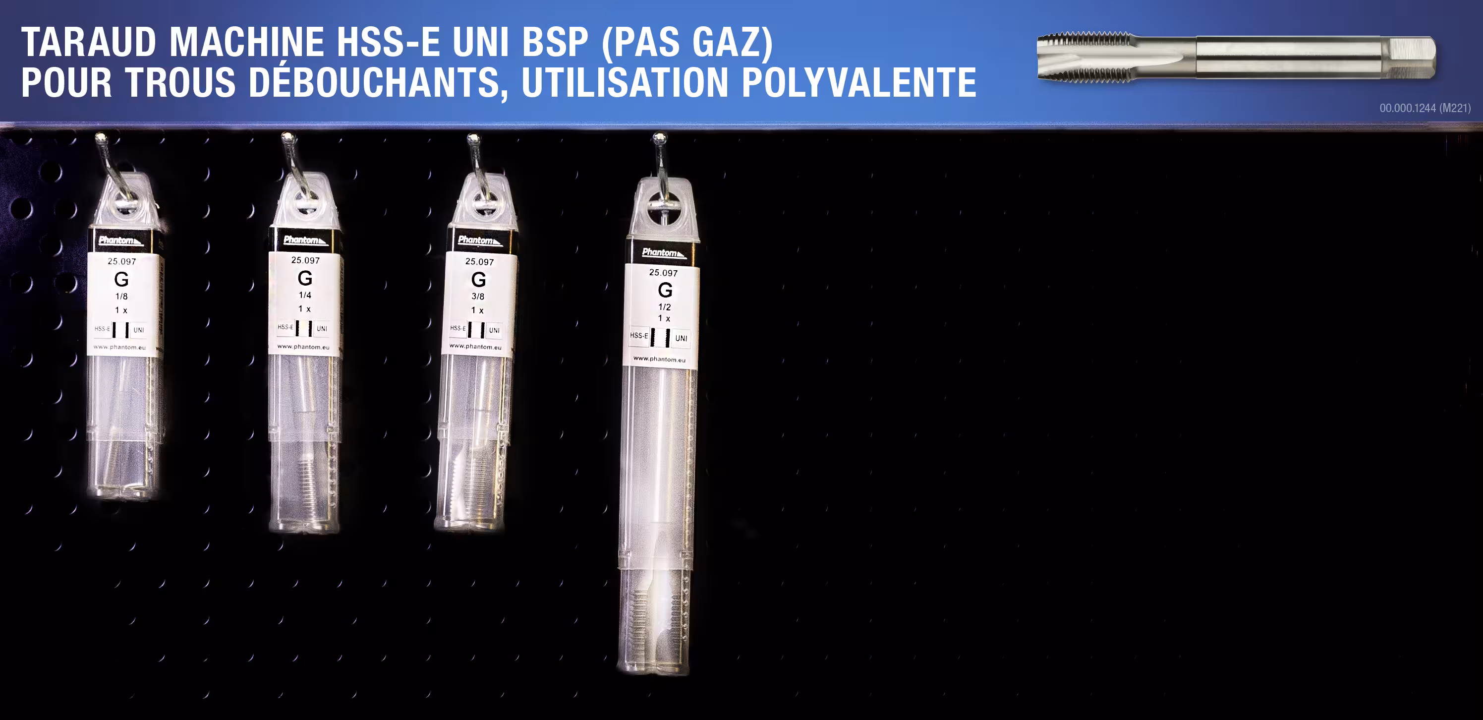 WebExtraImage Phantom Taraud machine UNI HSS-E DIN 5156 BSP (pas gaz)‚ pour trous traversants QPA 25.097