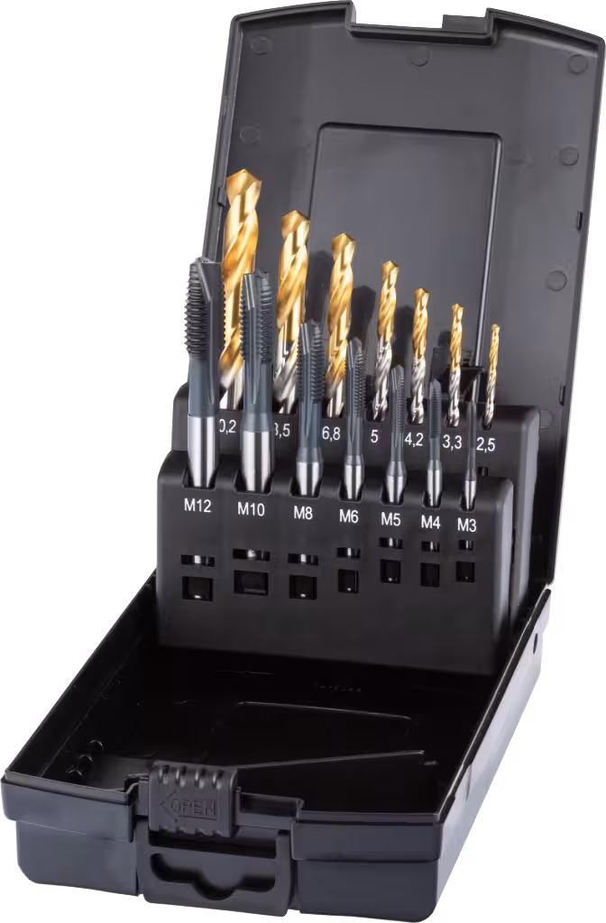 WebExtraImage Phantom Juego de machos máquina HSS-E DIN 371/6 + brocas 22.220/22.221 - M3 - M12 + 11.461 - 2‚5 - 10‚2