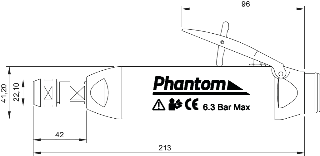 Drawing Phantom Pneumatic Die Grinder‚ shank 6 mm 25.000 RPM