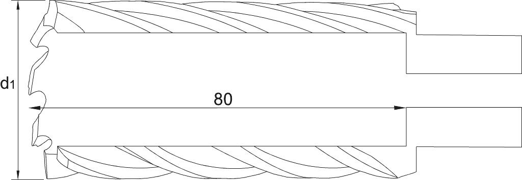 Drawing Phantom HSS-EX Annular Cutter cutting depth 80 mm 18 mm