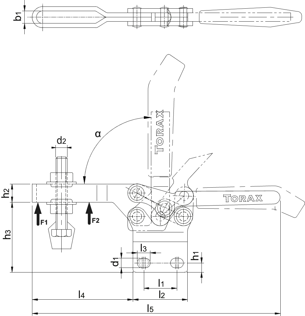 Drawing Torax Horizontal Clamp‚ with vertical foot Gr. 0