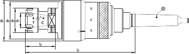 Drawing Torax Quick Change Tap Chuck‚ for clockwise and counterclockwise rotating machines‚ with pendular system‚ DIN 228-B M3-M12‚ MT 2