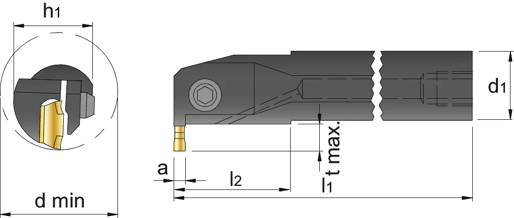 Drawing Phantom Parting Tool‚ internal R20-3-4