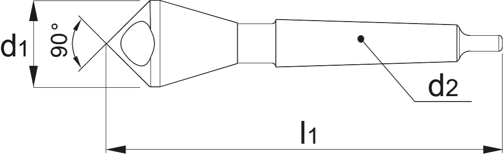 Drawing Phantom HSS-E Countersink 90°‚ through hole‚ MT 2 50mm