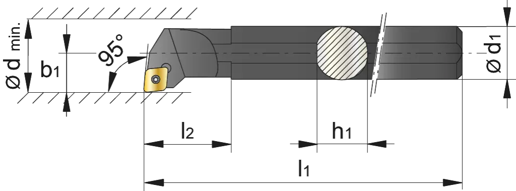 Drawing Phantom Internal Boring Bar‚ 95° S08K-SCLCR 06