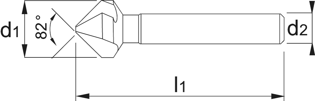 Drawing Phantom HSS-E Countersink 82°‚ 3 flute 6‚3mm