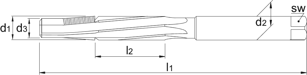 Drawing Phantom HSS Hand Reamer Berg system‚ H7 5‚5 mm