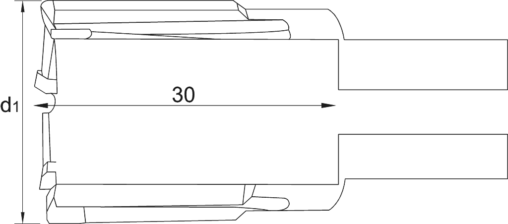 Drawing Phantom Carbide Tipped Annular Cutter Rail‚ cutting depth 30 mm 18 mm