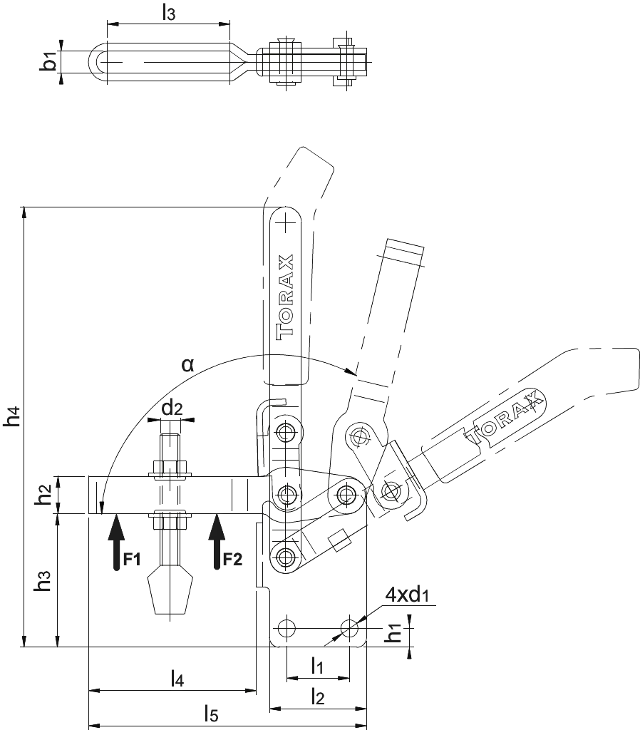 Drawing Torax Vertical Clamp‚ with vertical foot Gr. 0