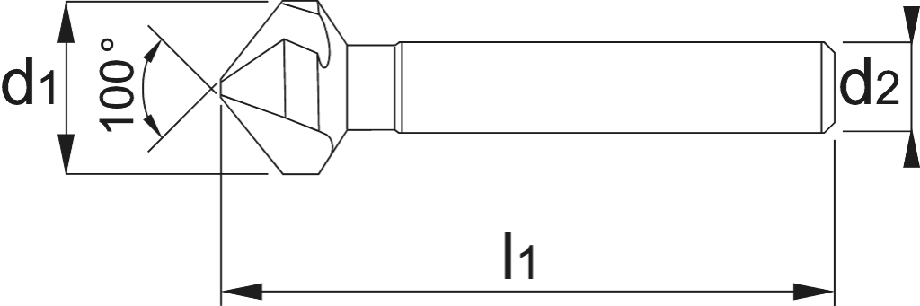 Drawing Phantom HSS-E Countersink 100°‚ 3 flute 10‚4mm