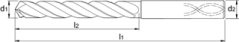 Drawing Phantom solid carbide Twist drill DIN 6537-L 5xD High-Feed‚ with coolant holes‚ AlCrN-X‚ 3 flute Straight shank (DIN 6535-HA) 5‚0 mm
