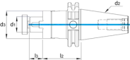 Drawing Phantom DIN 6358 Combination Shell Mill Adapter for Milling cutters vertically- and horizontally mounted‚ ISO 7388-1 (DIN 69871) SK40 16mm L55