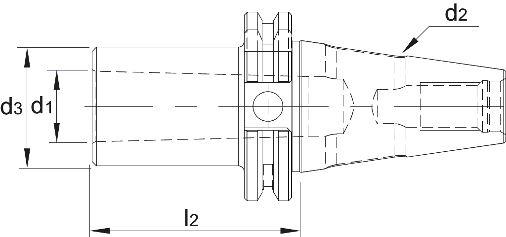 Drawing Phantom DIN 6383 Adapter for Morse Taper shanks‚ ISO 7388-1 (DIN 69871) SK40 -> MT1