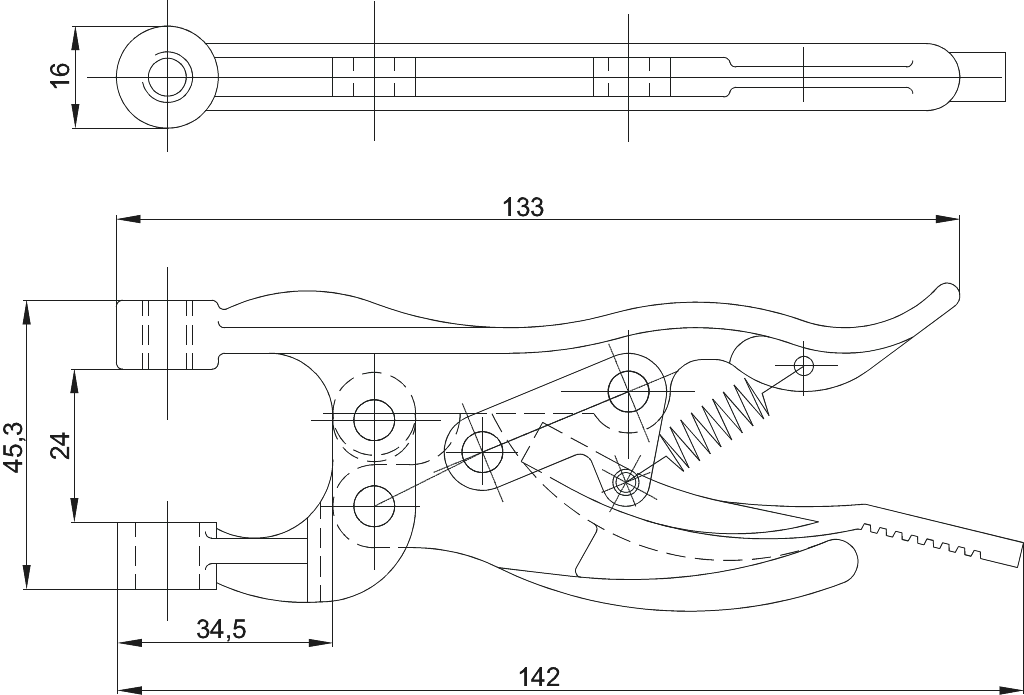 Drawing Torax Toggle plier Gr.1